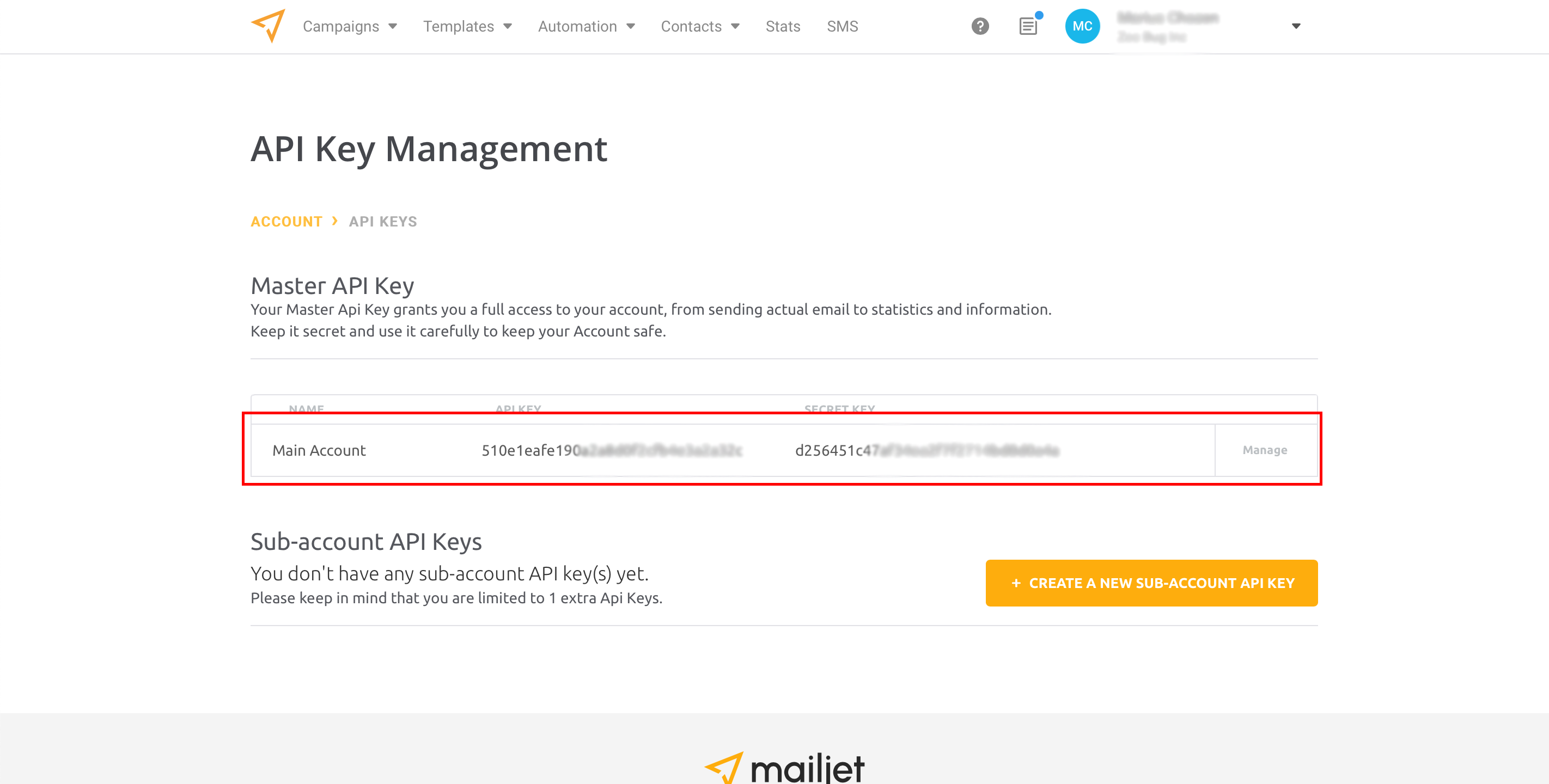 Налаштування Приймача даних Mailjet | Перехід до налаштування API