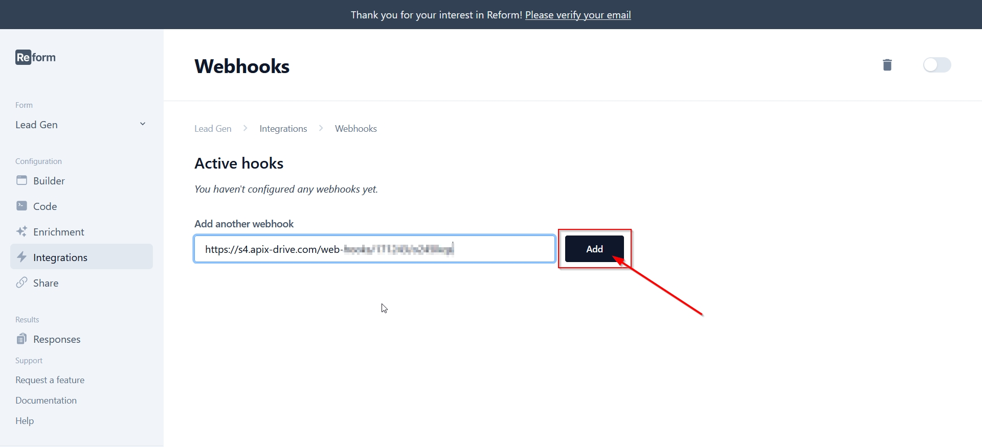 Налаштування Reform | Налаштування Webhook Налаштування Reform | Налаштування Webhook