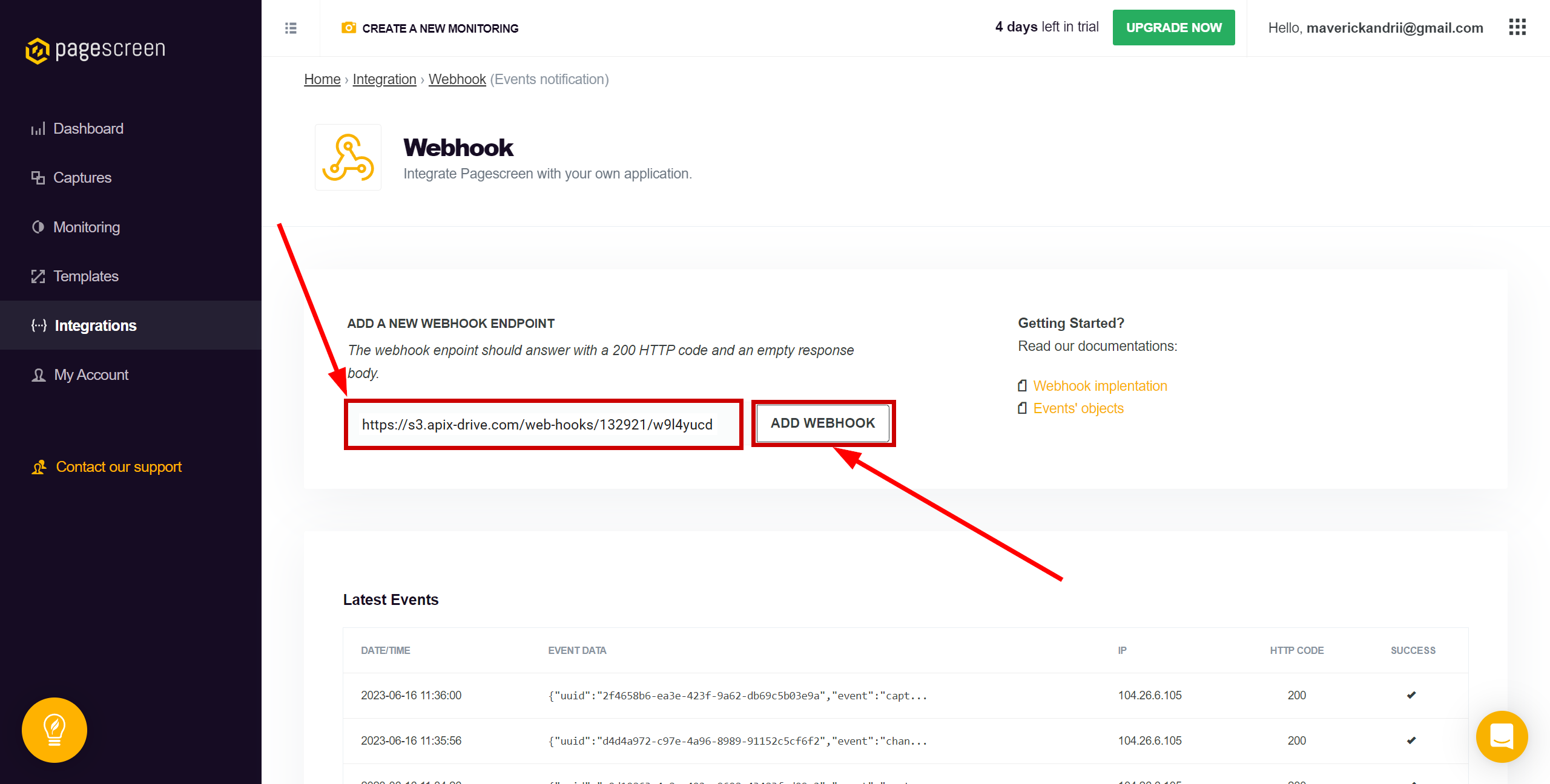 Налаштування Pagescreen | Налаштування передачі даних Webhook Налаштування Pagescreen | Налаштування передачі даних Webhook