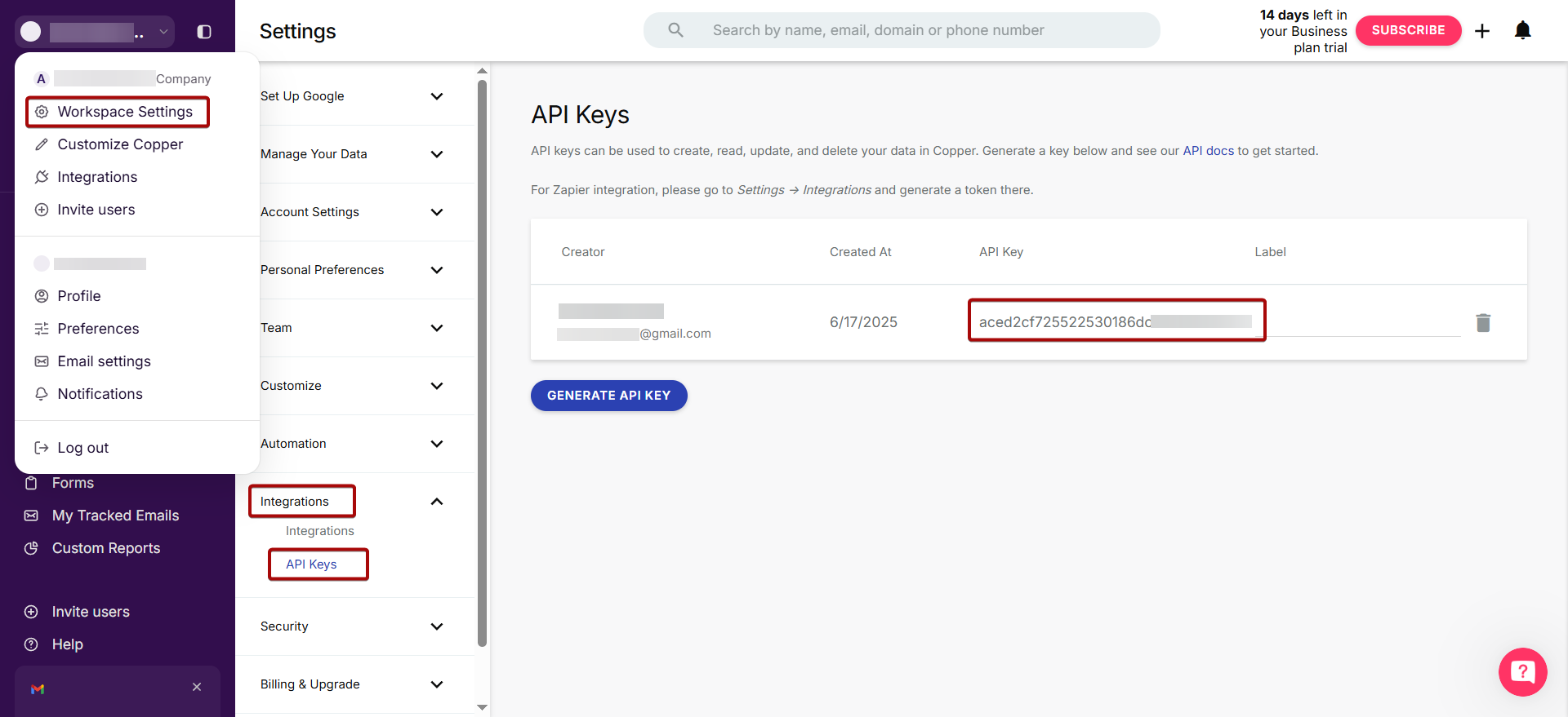 Налаштування Приймача даних | E-mail та Ключ API Налаштування Приймача даних | E-mail та Ключ API