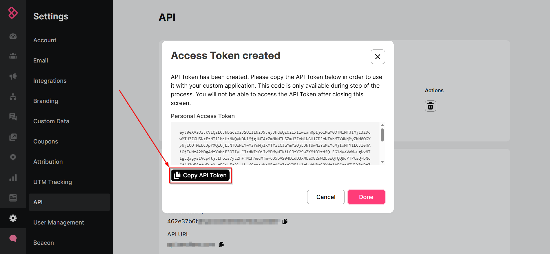 Налаштування Пошуку Контакту Sendlane у Google Sheets | Копіювання ключа API Налаштування Пошуку Контакту Sendlane у Google Sheets | Копіювання ключа API