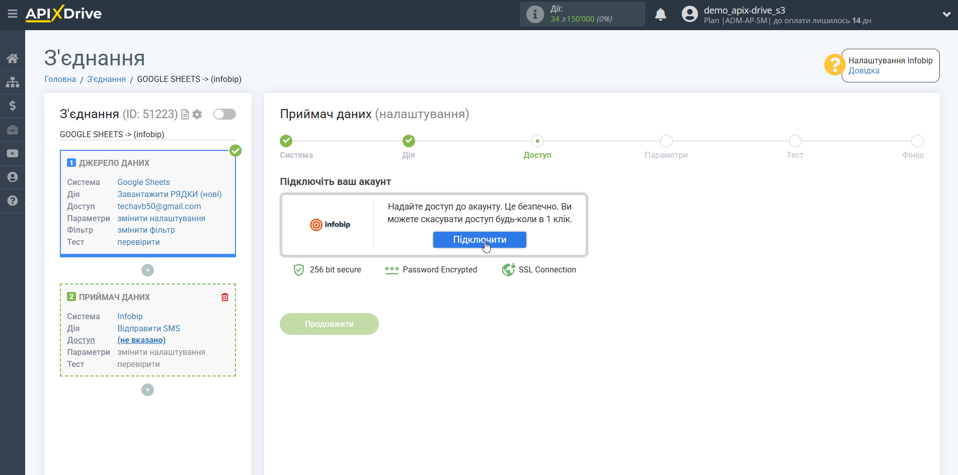 Налаштування Приймача даних Infobip | Підключення акаунту системи Приймача даних Налаштування Приймача даних Infobip | Підключення акаунту системи Приймача даних