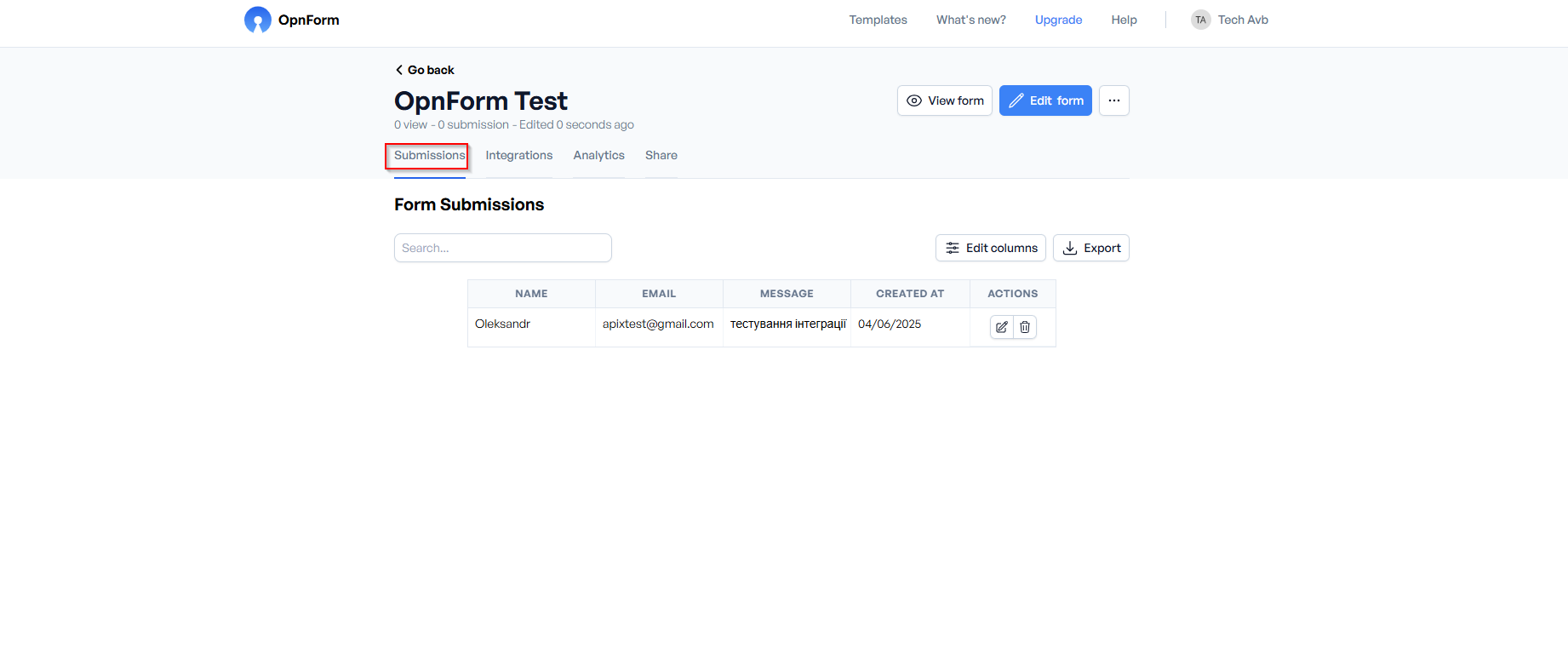 Налаштування OpnForm | Генерація тестових даних за формою Налаштування OpnForm | Генерація тестових даних за формою
