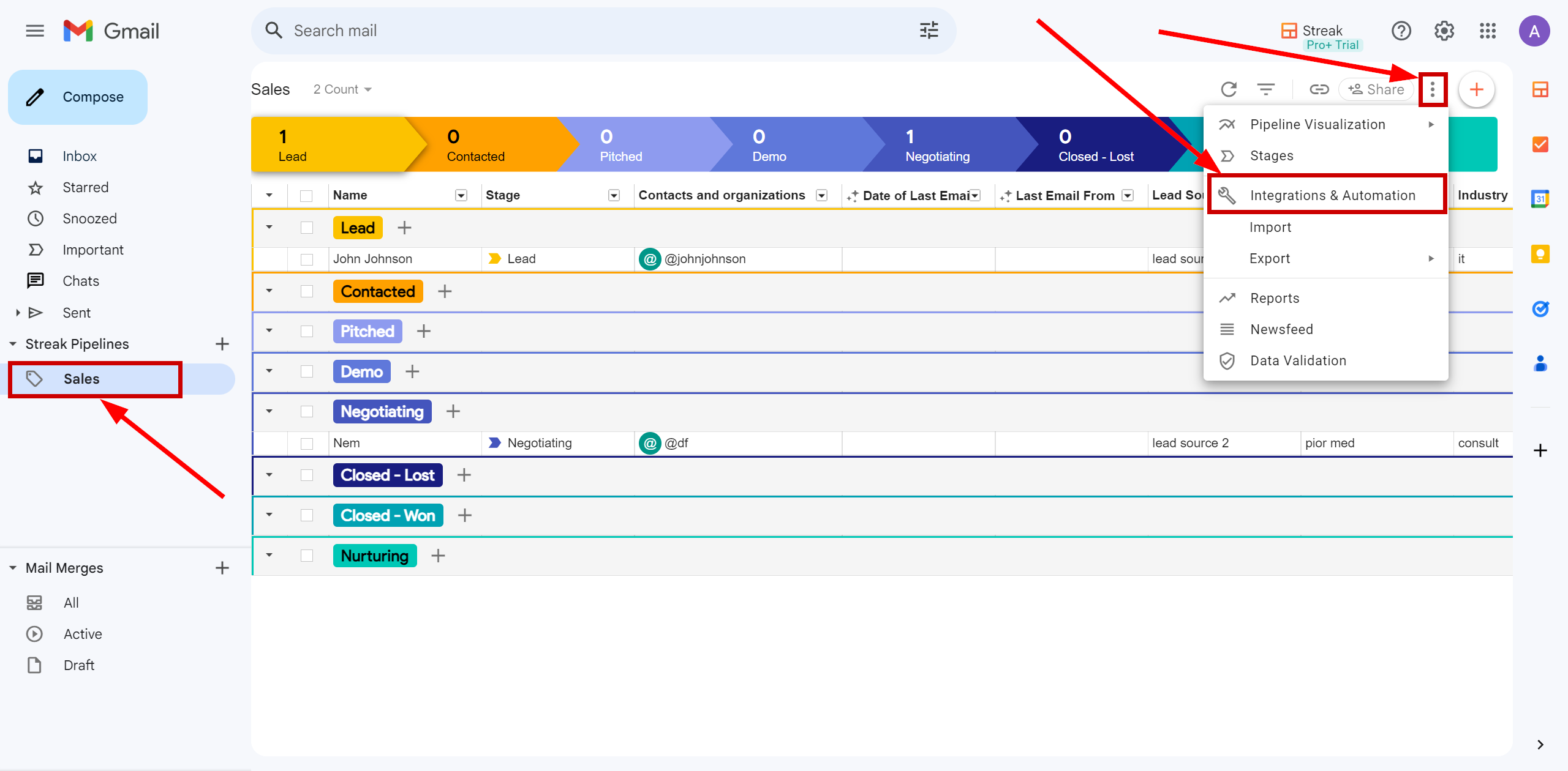 Налаштування Streak | Перехід до налаштування Webhook