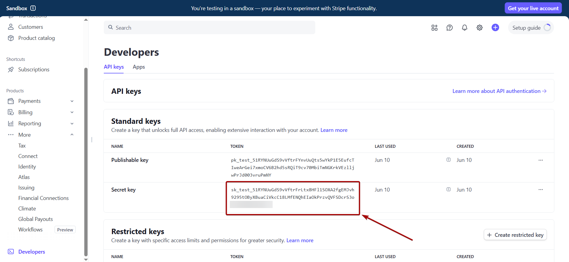 Налаштування Stripe | Копіювання ключа API у Stripe Налаштування Stripe | Копіювання ключа API у Stripe