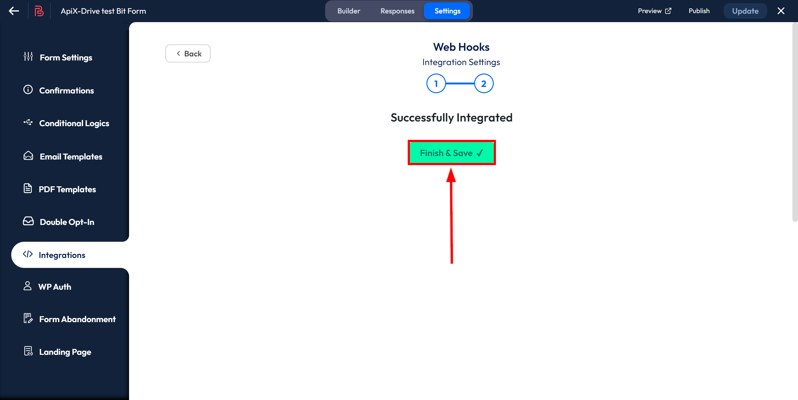 Налаштування Bit Form | Налаштування Webhook