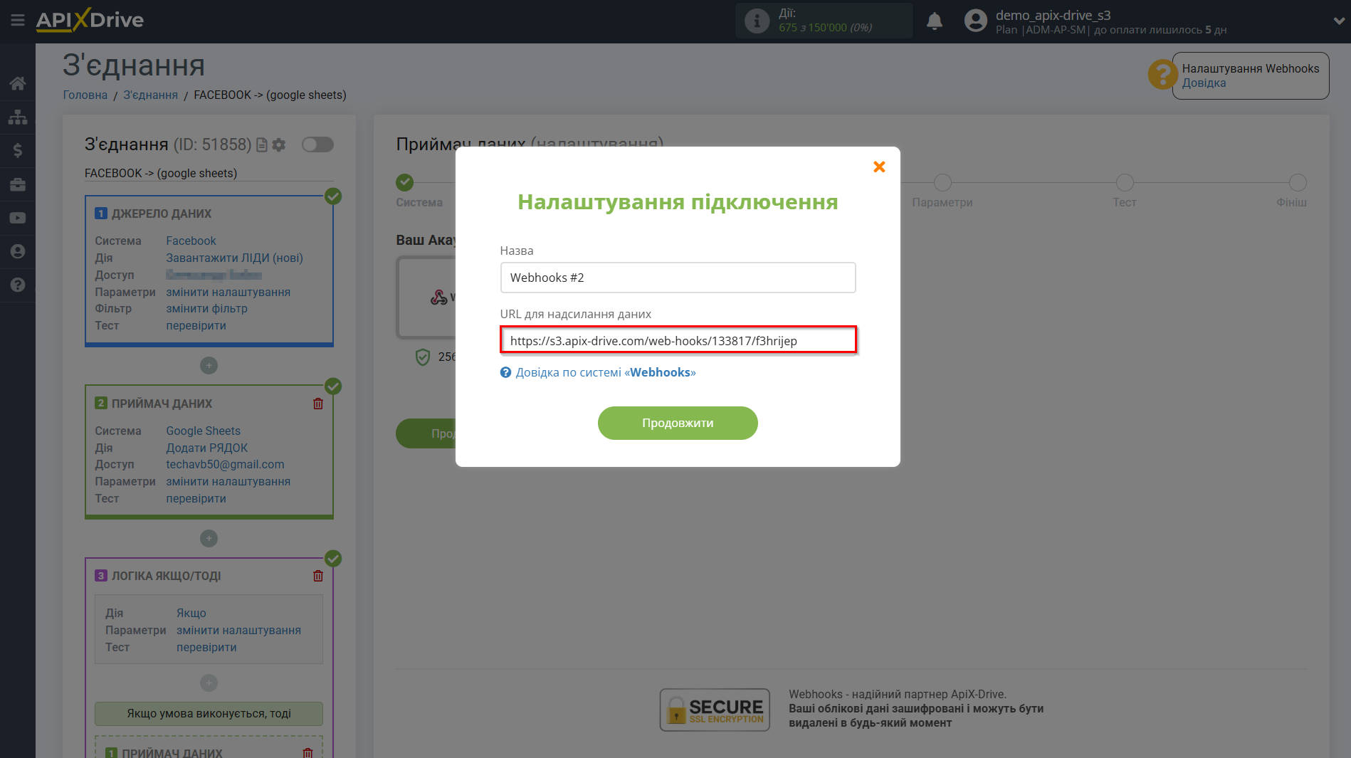 Повторна відправка даних | Вставлення посилання Webhooks для Приймача даних Повторна відправка даних | Вставлення посилання Webhooks для Приймача даних