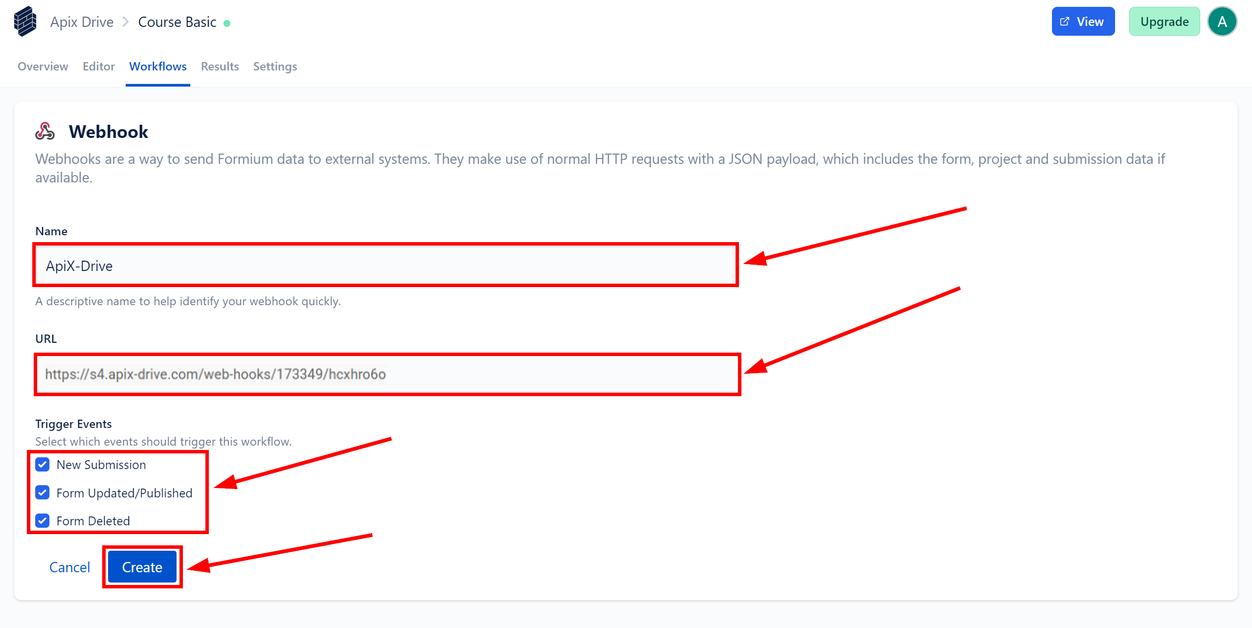 Налаштування Formium | Налаштування Webhook