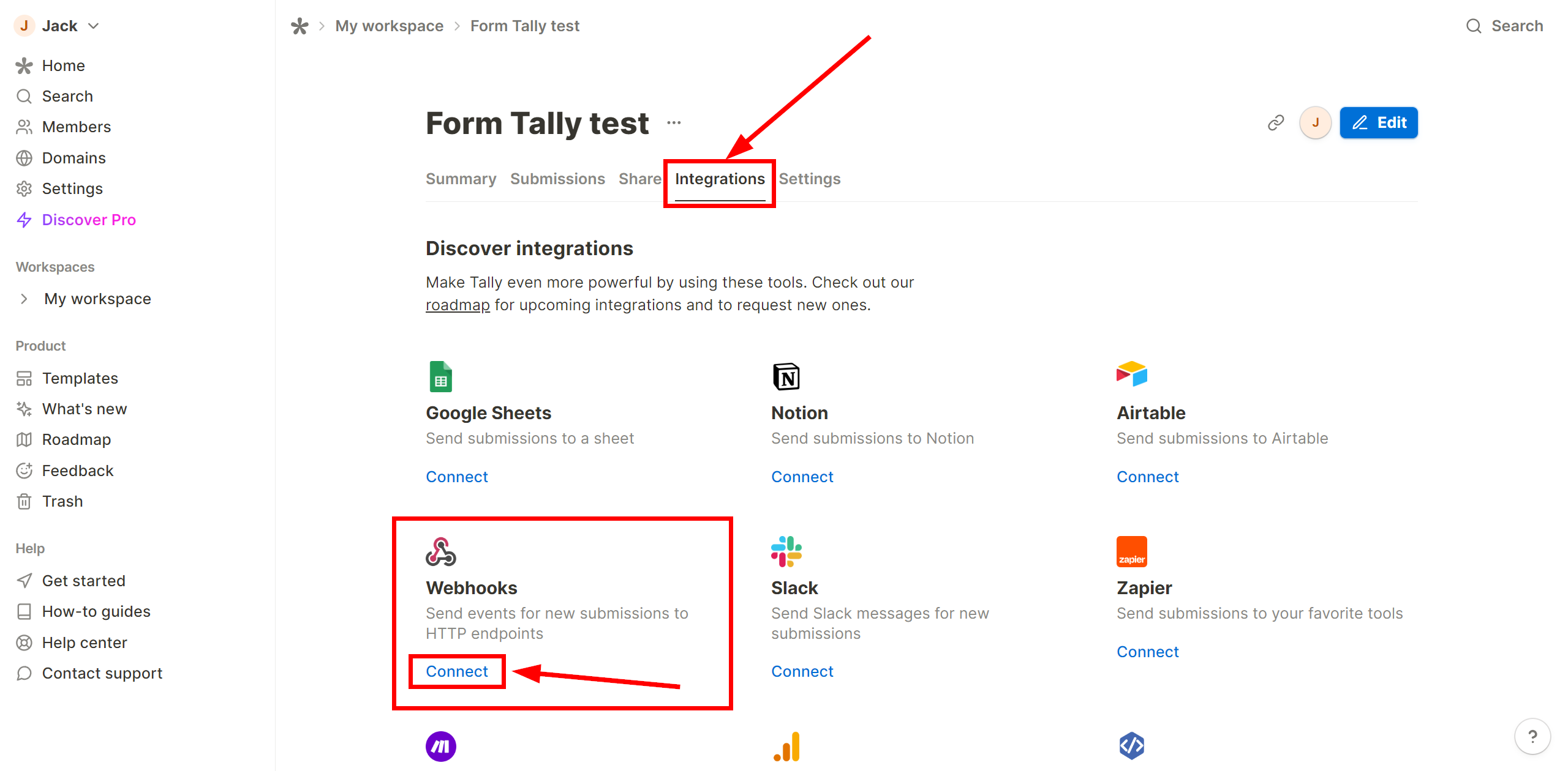 Налаштування Tally | Налаштування Webhook