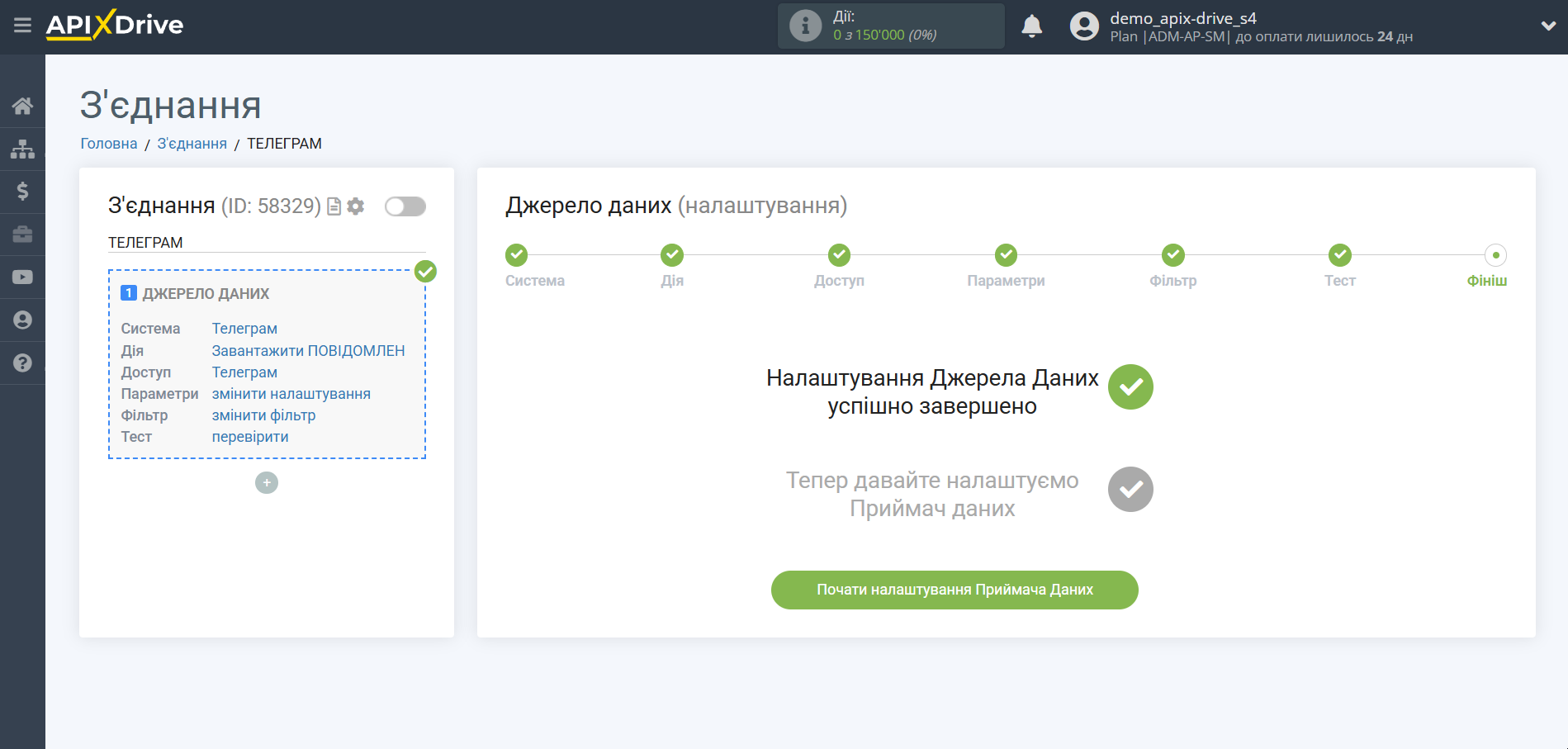 Налаштування Телеграм | Перехід до налаштування системи Приймача даних Налаштування Телеграм | Перехід до налаштування системи Приймача даних