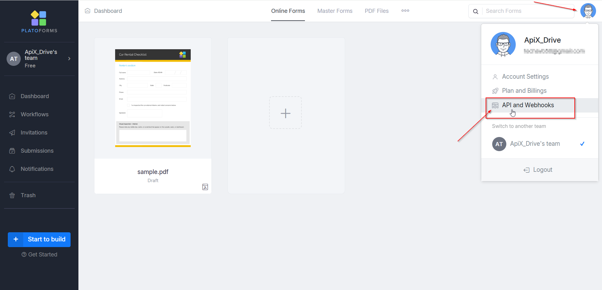 Налаштування PlatoForms | Перехід до налаштувань Webhooks Налаштування PlatoForms | Перехід до налаштувань Webhooks