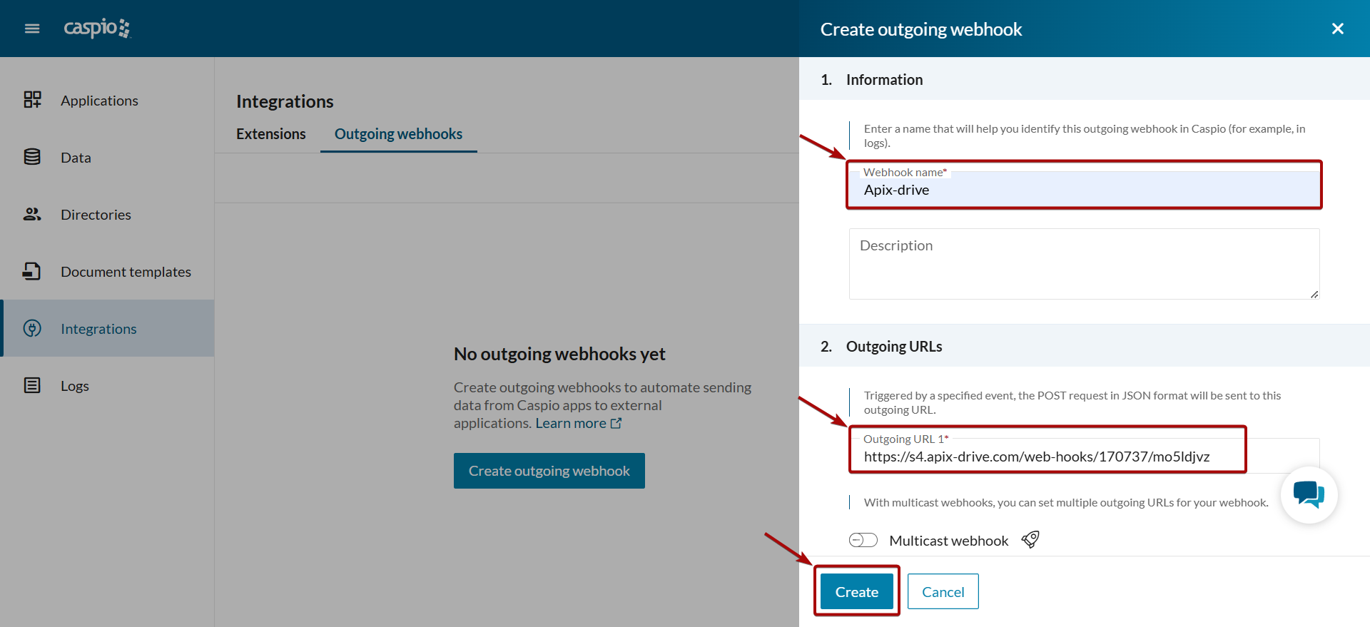 Налаштування Caspio Cloud Database | Налаштування Webhook Налаштування Caspio Cloud Database | Налаштування Webhook