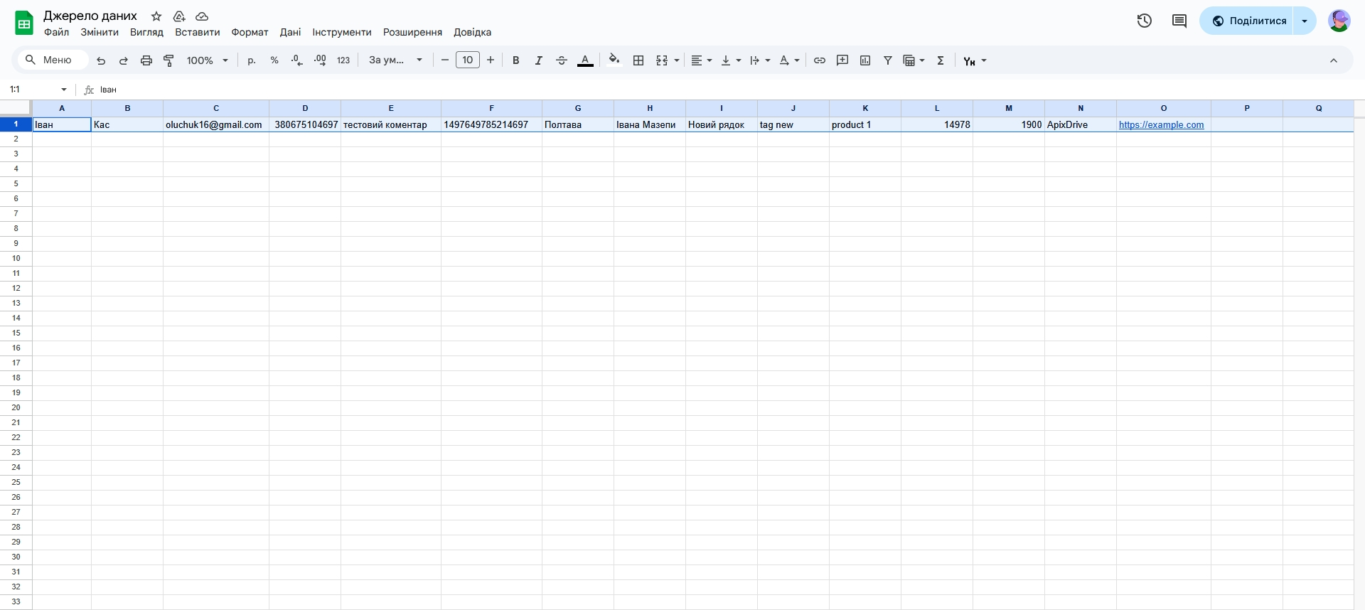 Smartsheet Оновити РЯДОК / Додати РЯДОК | Тестові дані в Google Sheets