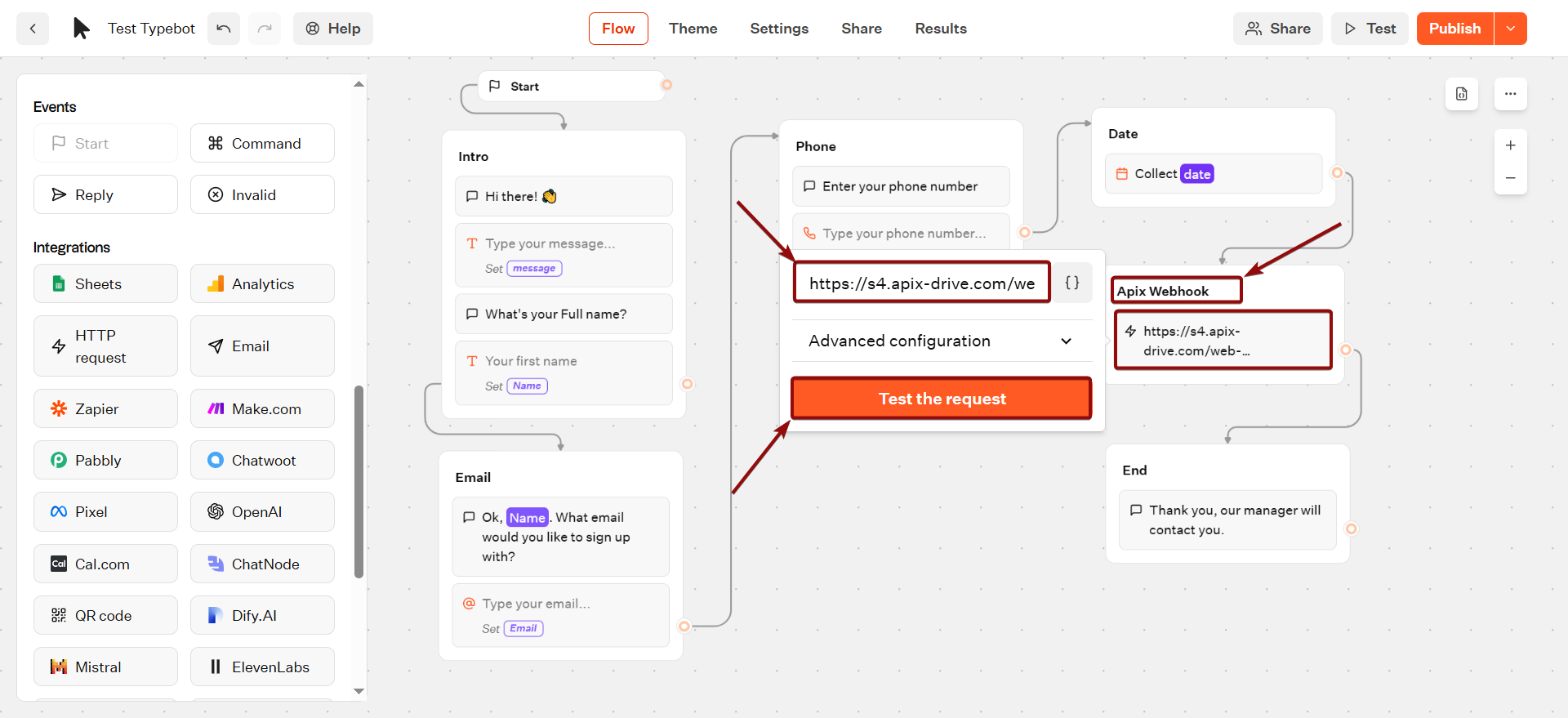 Налаштування Typebot | Налаштування Webhook Налаштування Typebot | Налаштування Webhook