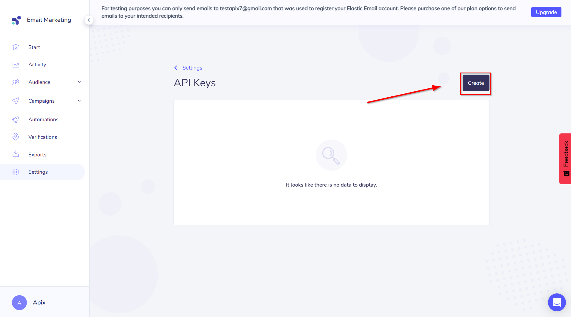 Налаштування Приймача даних Elastic Email | Створення ключа API Налаштування Приймача даних Elastic Email | Створення ключа API