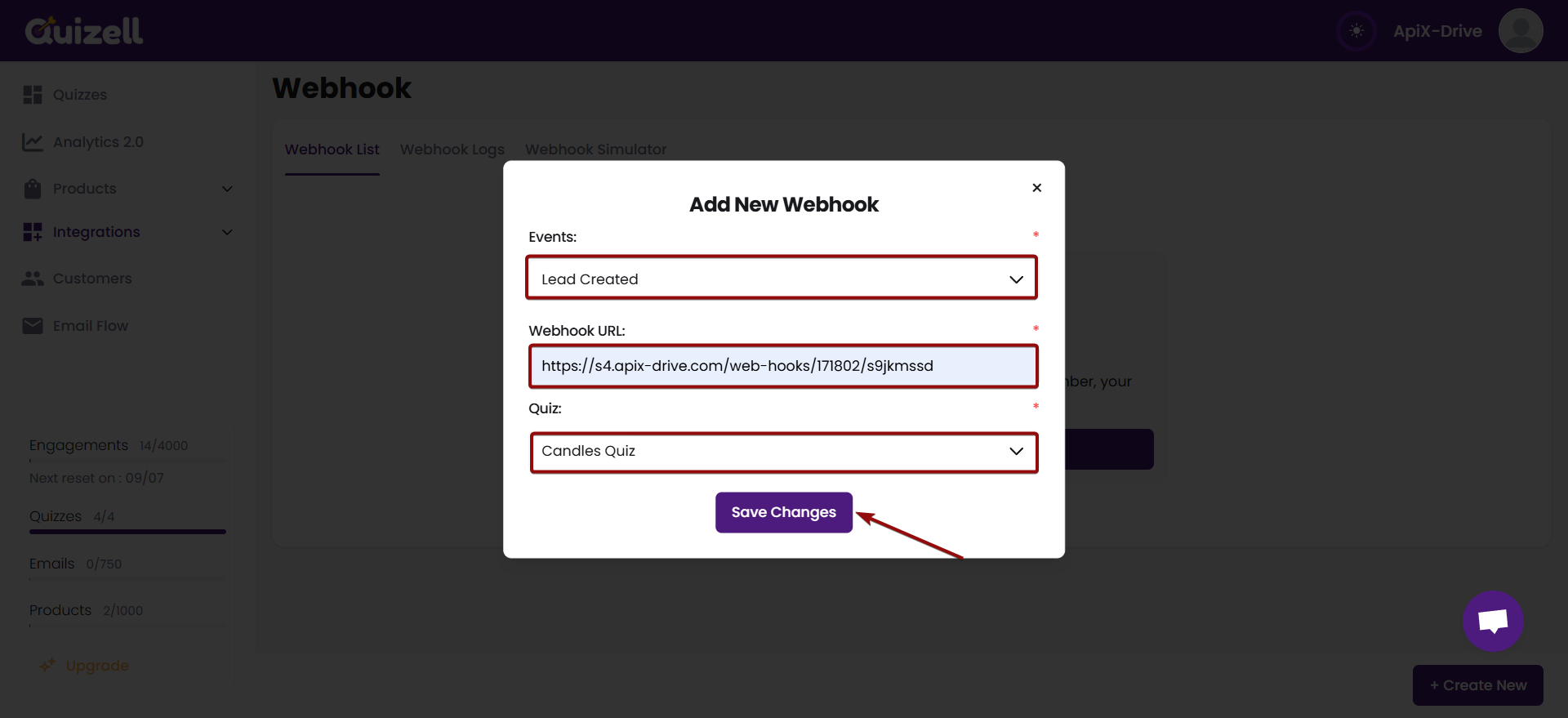 Налаштування Quizell | Налаштування Webhook Налаштування Quizell | Налаштування Webhook