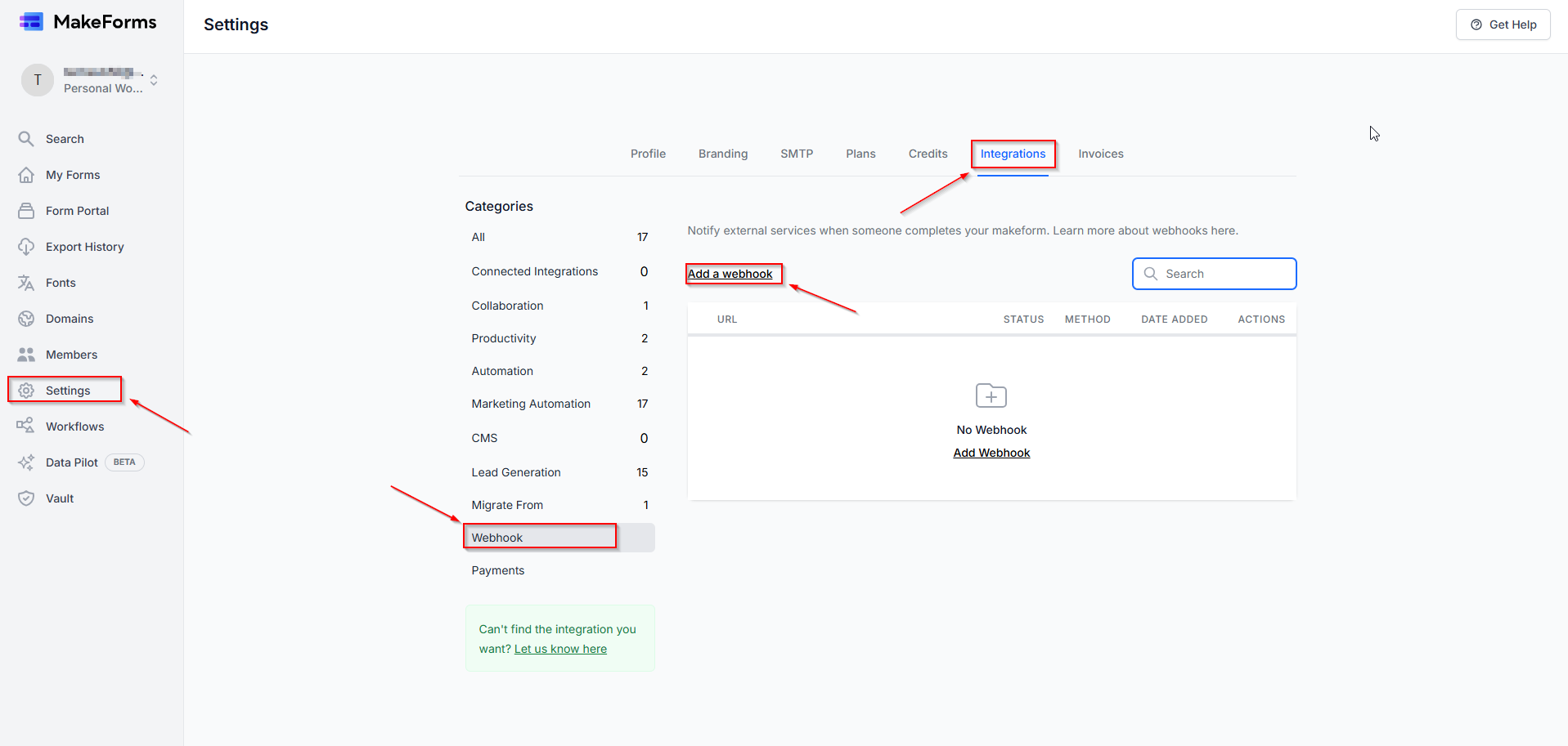 Налаштування MakeForms | Перехід до налаштувань Webhook Налаштування MakeForms | Перехід до налаштувань Webhook
