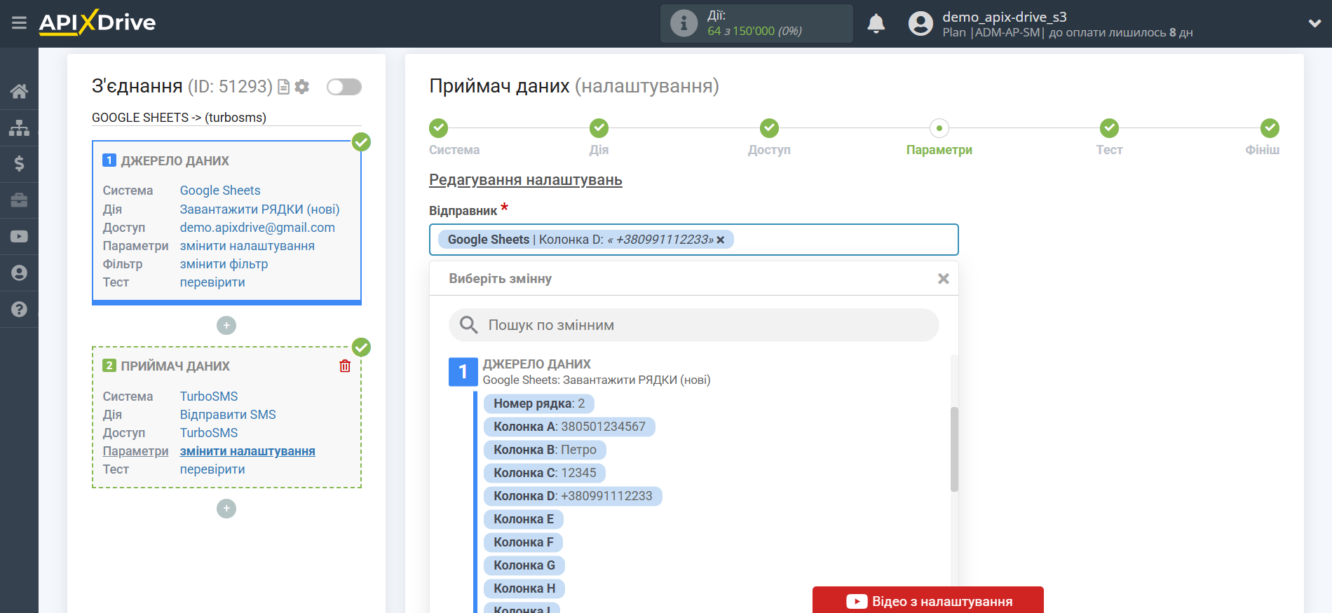 Налаштування Приймача даних TurboSMS | Формування повідомлення