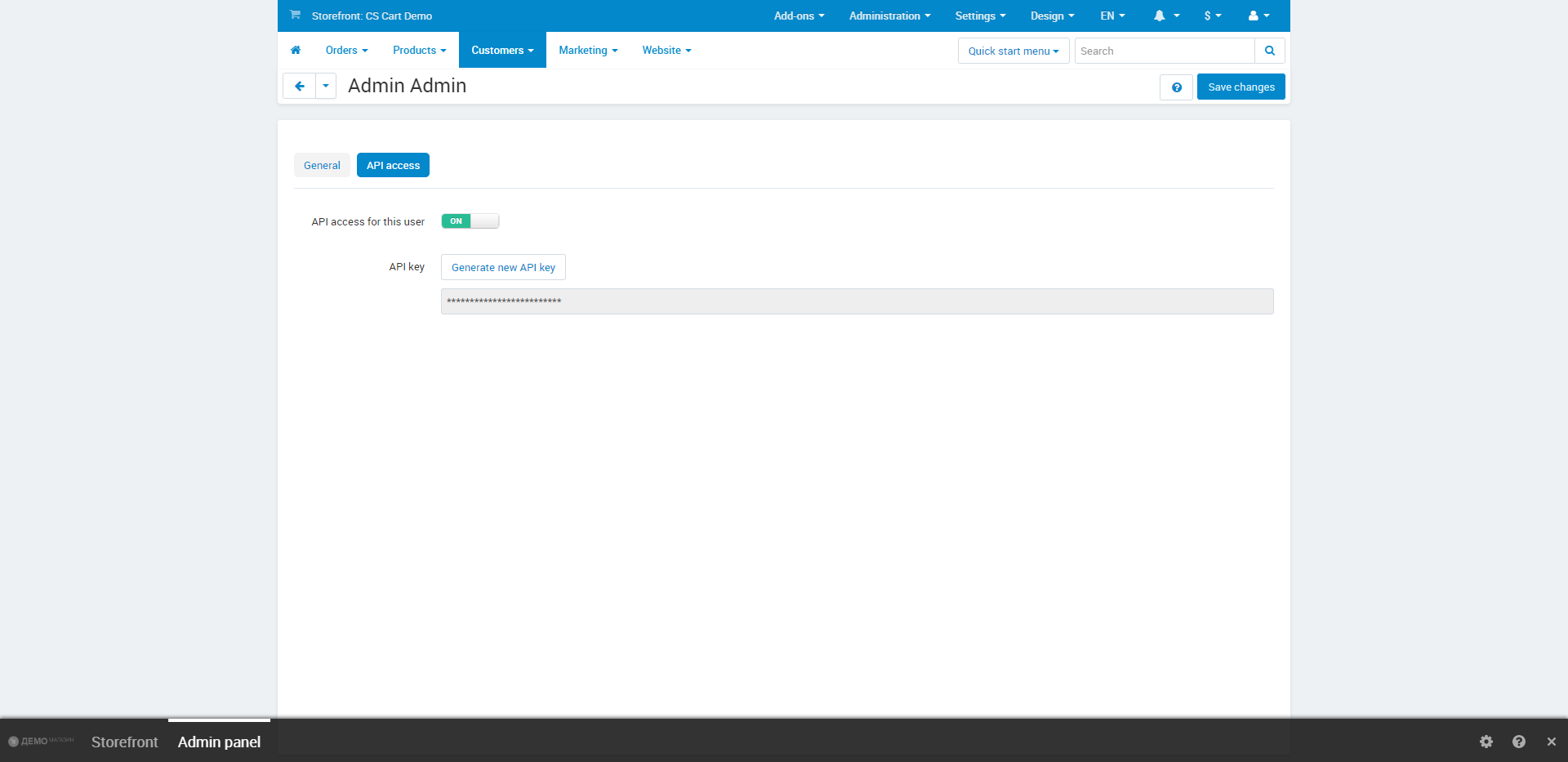 Налаштування CS-Cart | Створення API-ключа Налаштування CS-Cart | Створення API-ключа