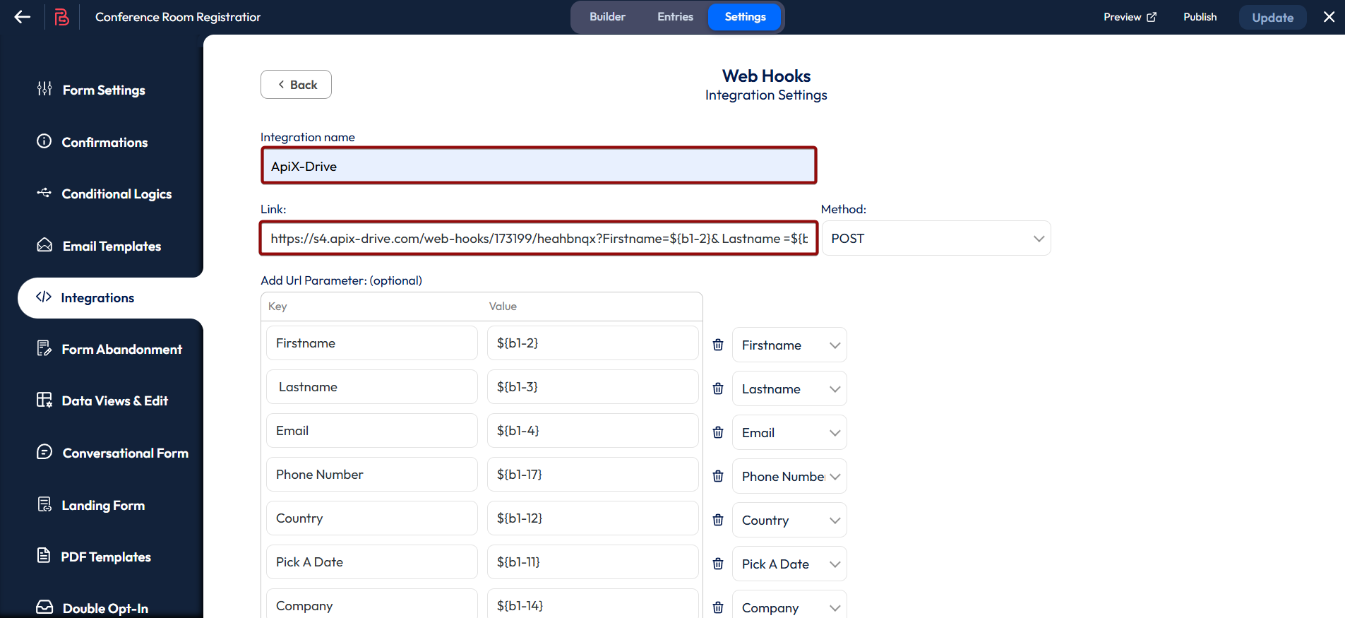 Налаштування Webhooks | Налаштування Webhooks в Bit Form