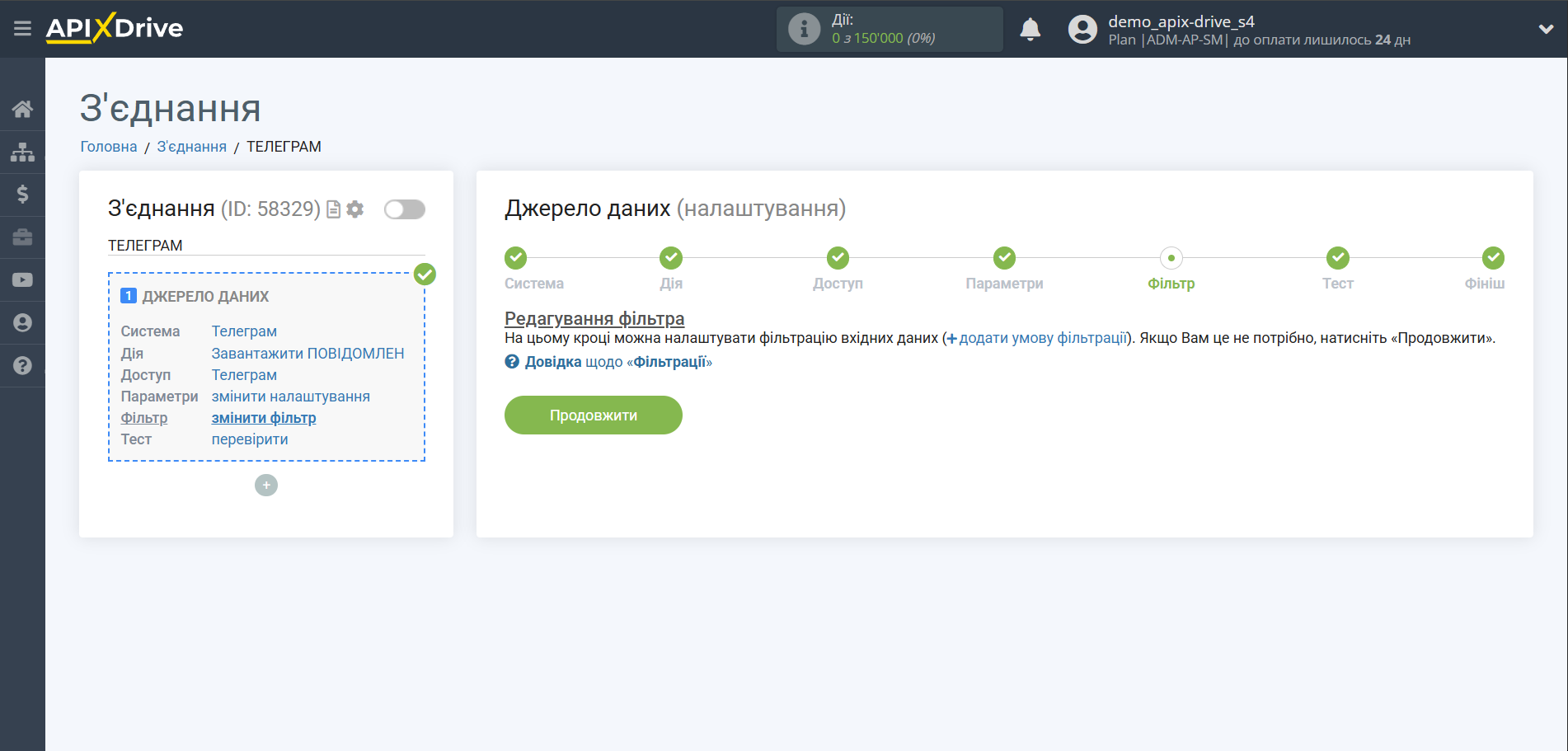 Налаштування Телеграм | Фільтр даних Налаштування Телеграм | Фільтр даних