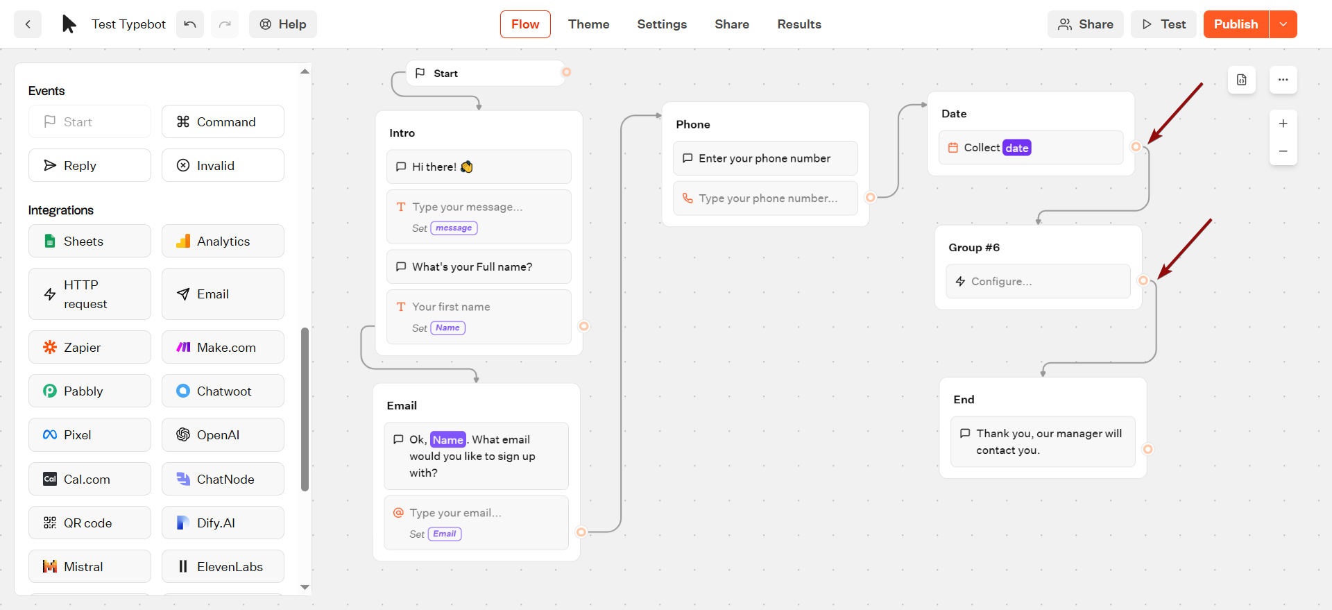 Налаштування Typebot | З'єднання блоку Webhook з іншими блоками Налаштування Typebot | З'єднання блоку Webhook з іншими блоками