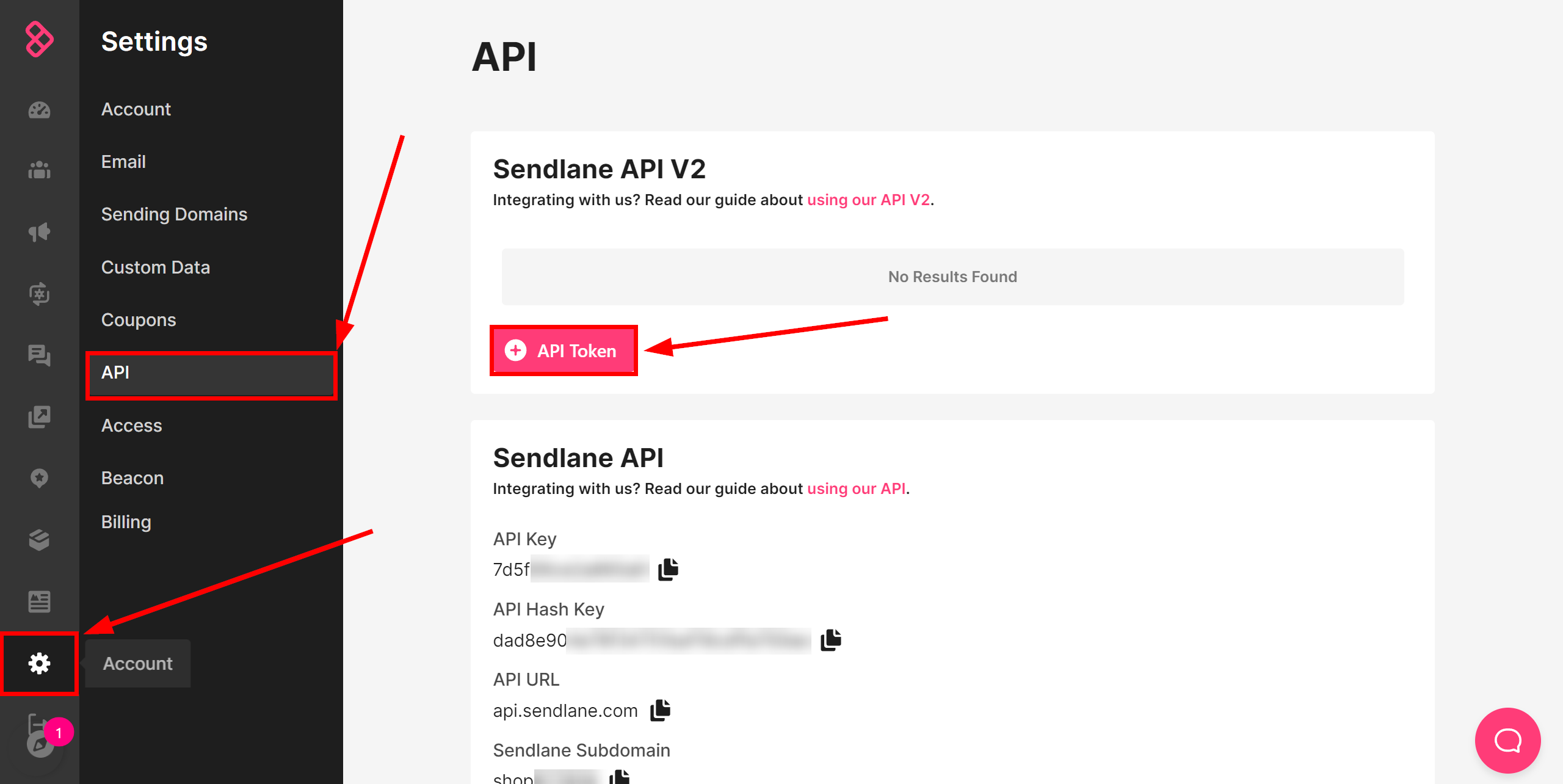 Налаштування Пошуку Контакту Sendlane у Google Sheets | Перехід до налаштувань