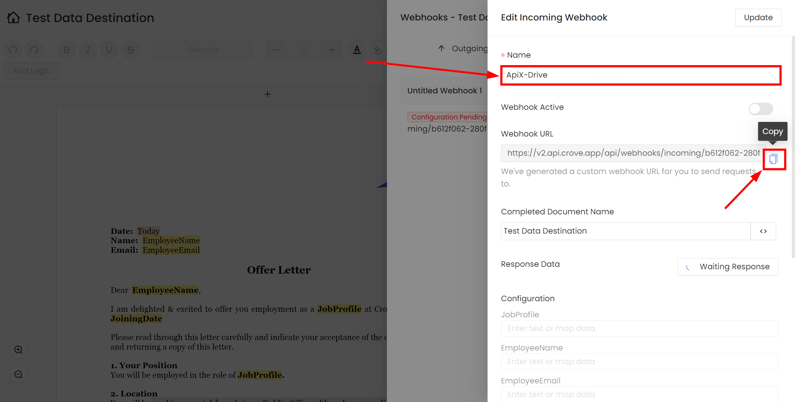 Налаштування Приймача даних Crove | Налаштування Webhook у системі Crove Налаштування Приймача даних Crove | Налаштування Webhook у системі Crove