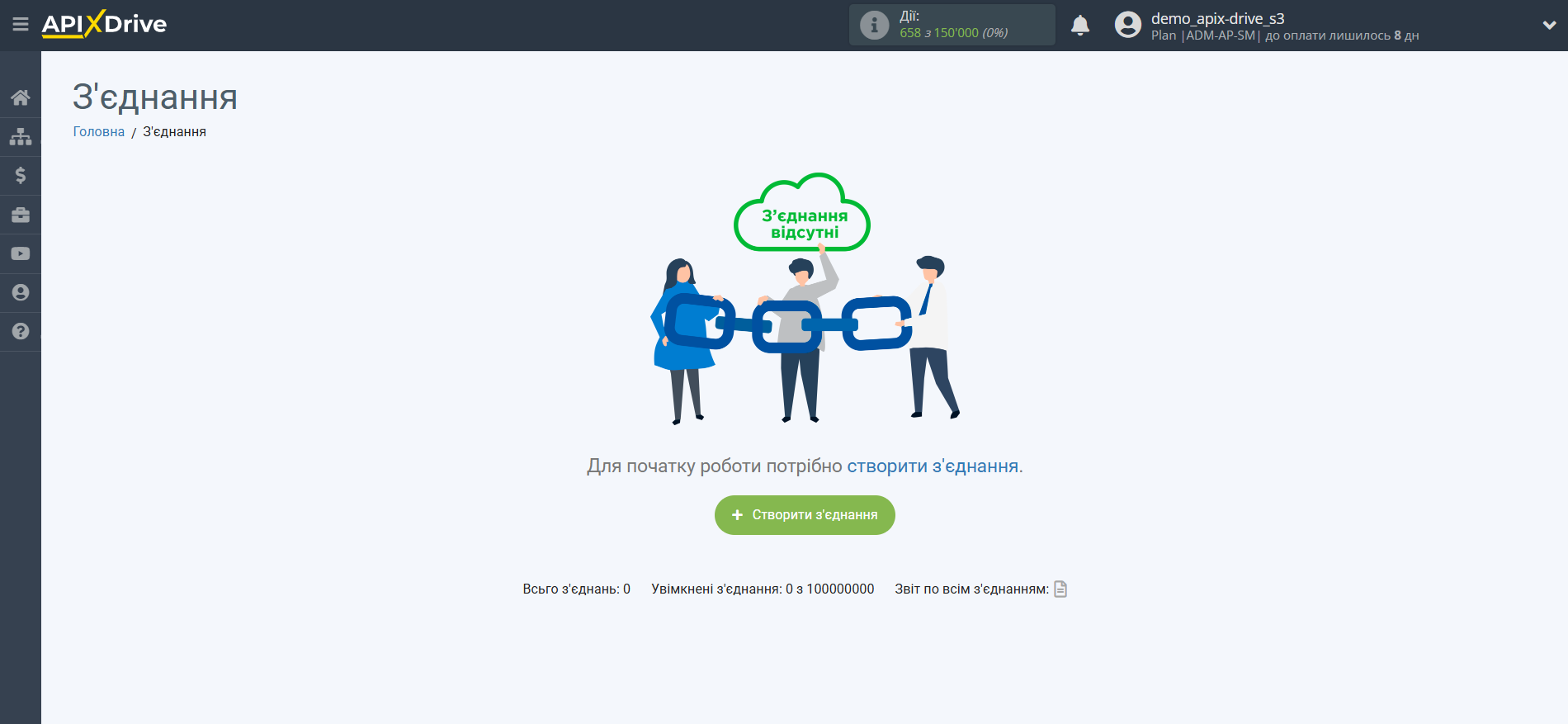 Головне меню | Створення нового з'єднання на головній сторінці Головне меню | Створення нового з'єднання на головній сторінці