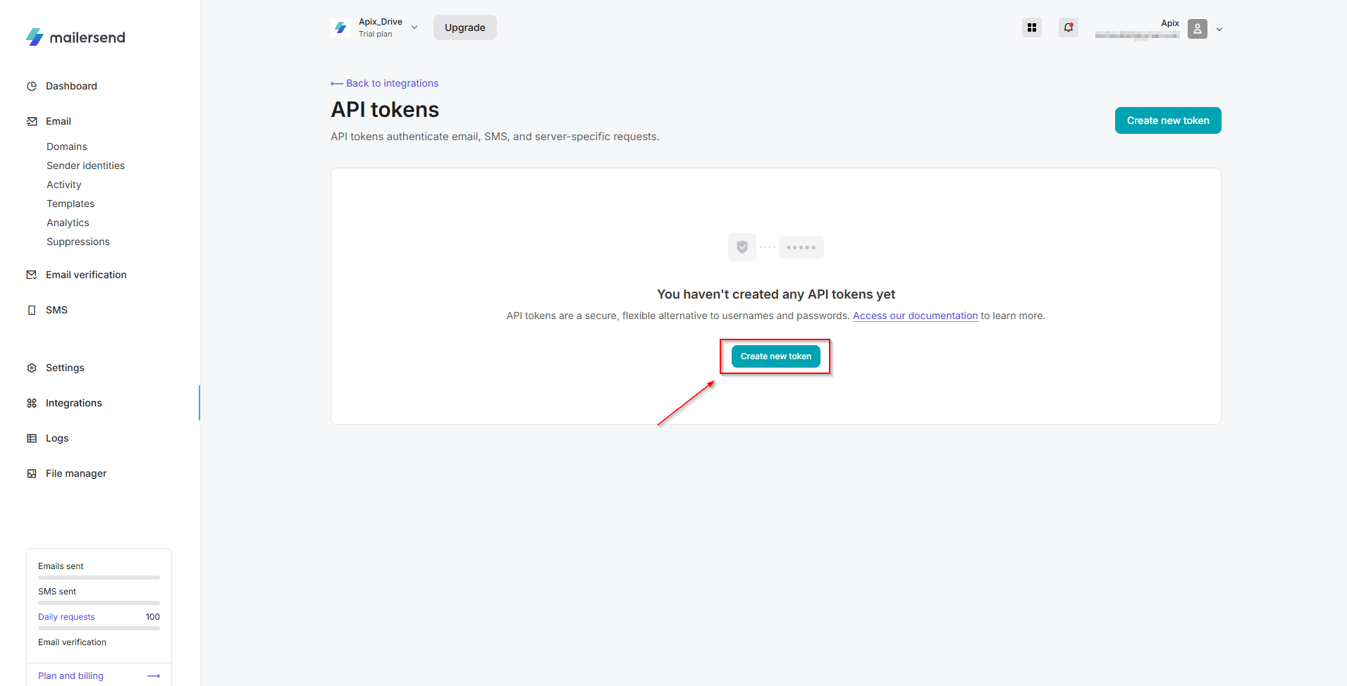 Налаштування MailerSend | Створення API токена Налаштування MailerSend | Створення API токена
