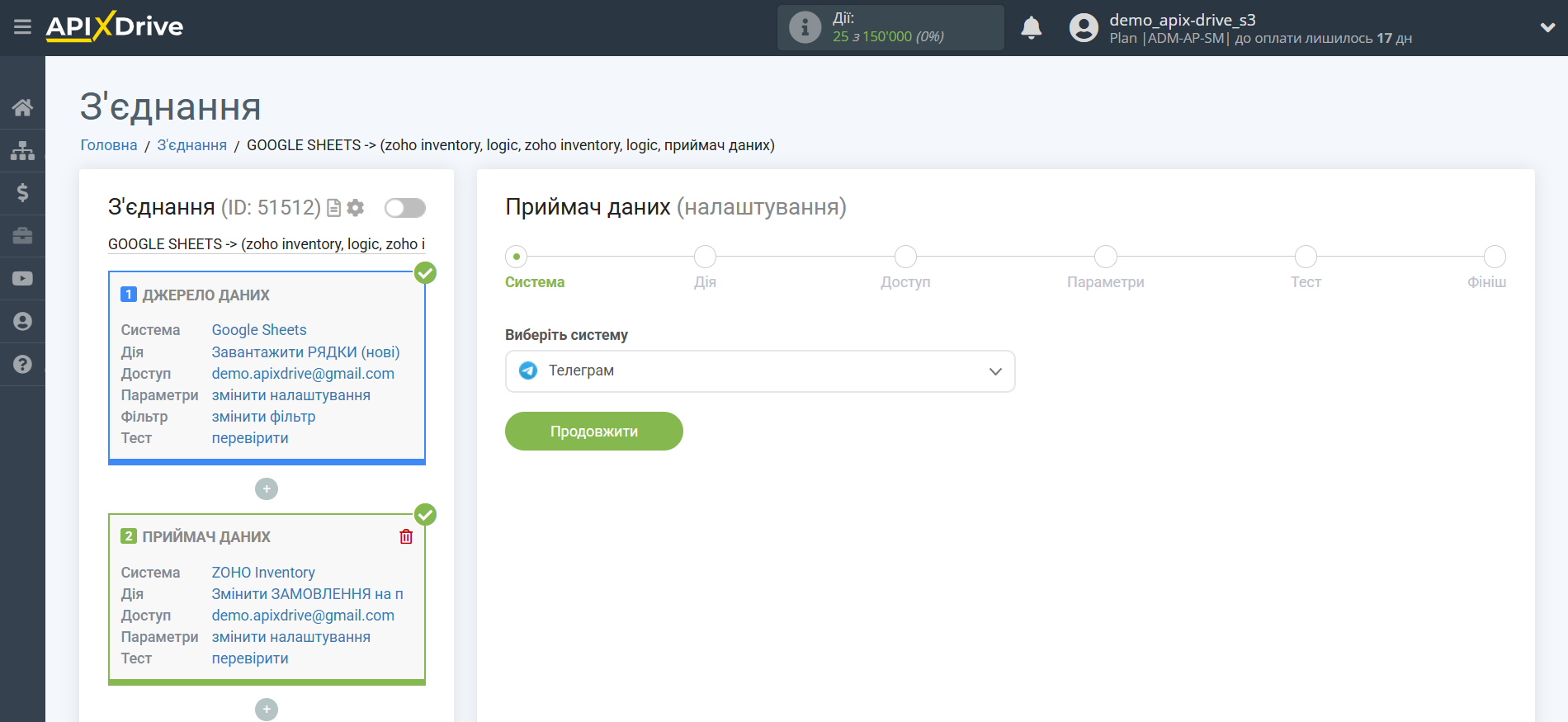 Zoho Inventory Змінити ЗАМОВЛЕННЯ на продаж / Створити ЗАМОВЛЕННЯ на продаж | Вибір системи приймача даних Zoho Inventory Змінити ЗАМОВЛЕННЯ на продаж / Створити ЗАМОВЛЕННЯ на продаж | Вибір системи приймача даних