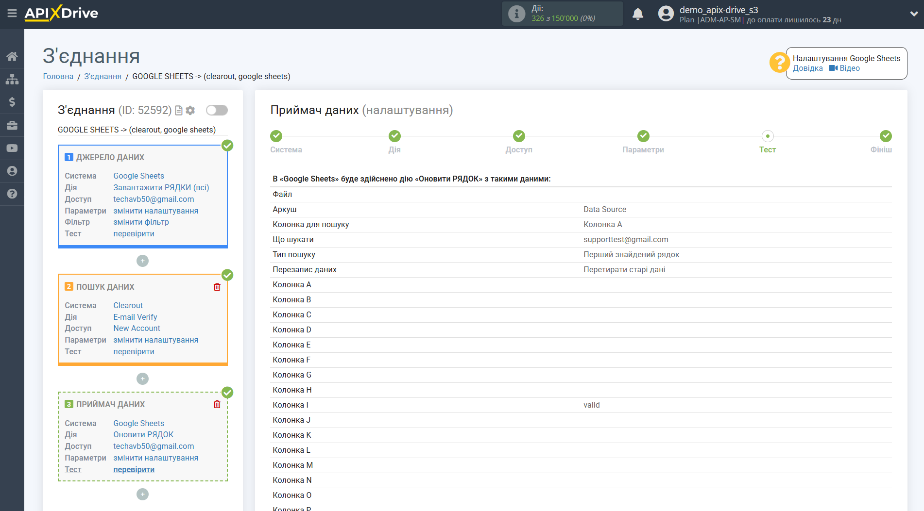 Налаштування Пошуку по Верифікації E-MAIL Clearout у Google Sheets | Тестові дані Налаштування Пошуку по Верифікації E-MAIL Clearout у Google Sheets | Тестові дані