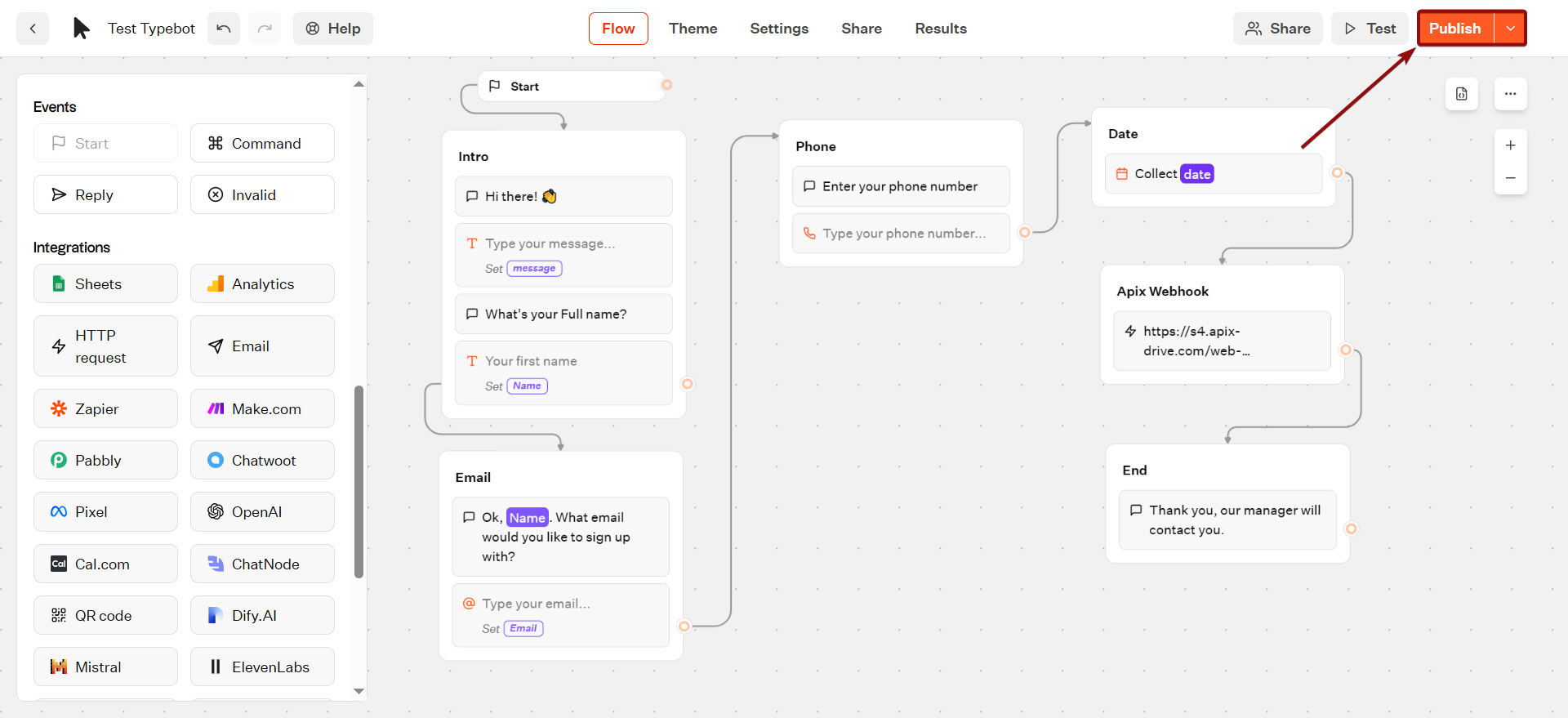 Налаштування Typebot | Збереження налаштувань Webhook Налаштування Typebot | Збереження налаштувань Webhook