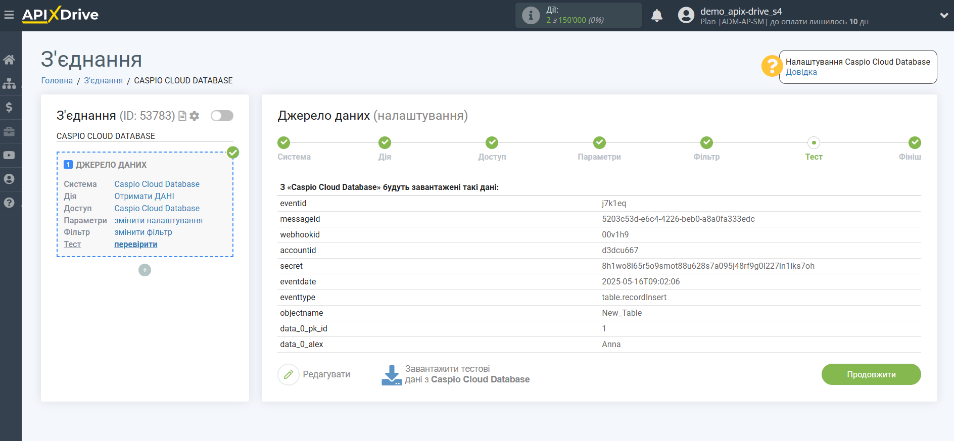 Налаштування Caspio Cloud Database | Тестові дані Налаштування Caspio Cloud Database | Тестові дані