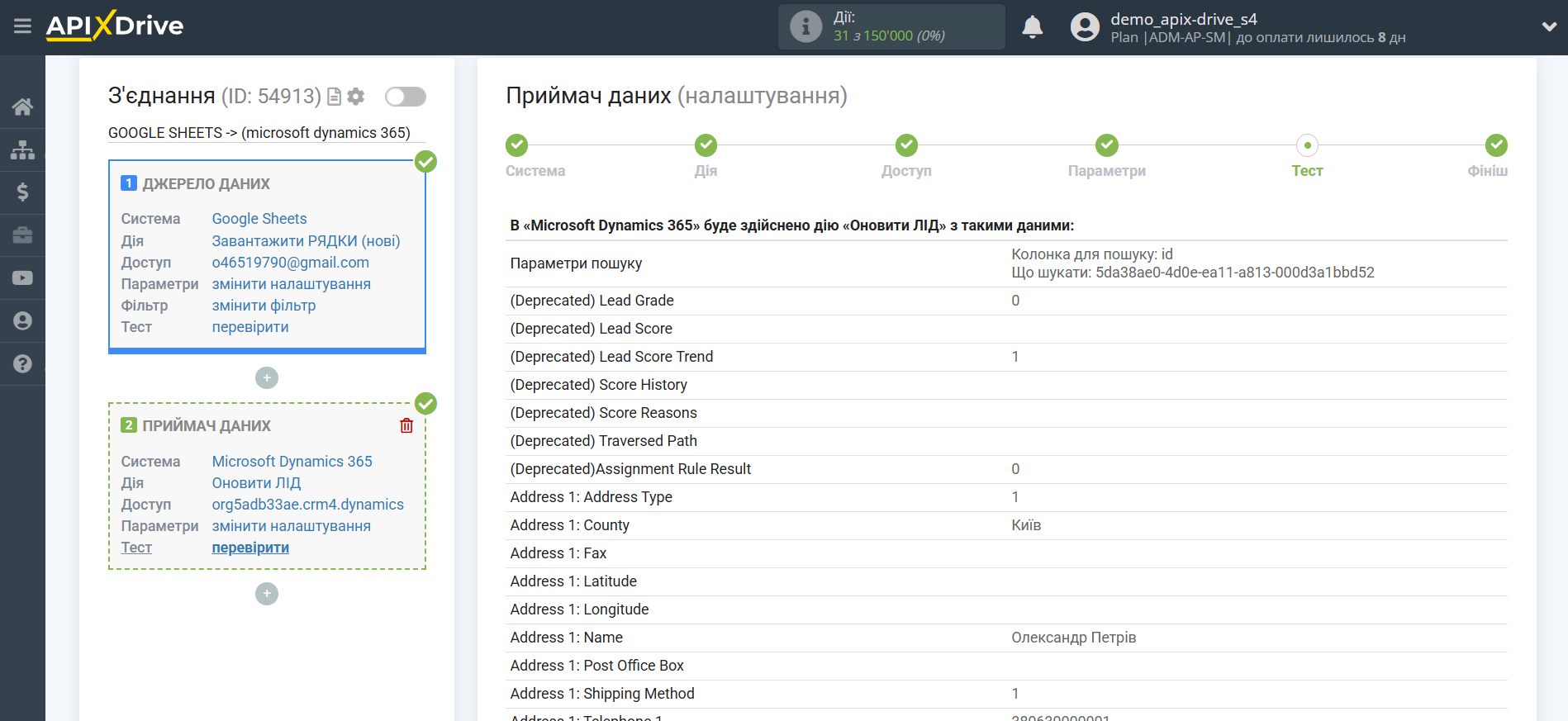 Microsoft Dynamics 365 Оновити ЛІД / Створити ЛІД | Тестові дані