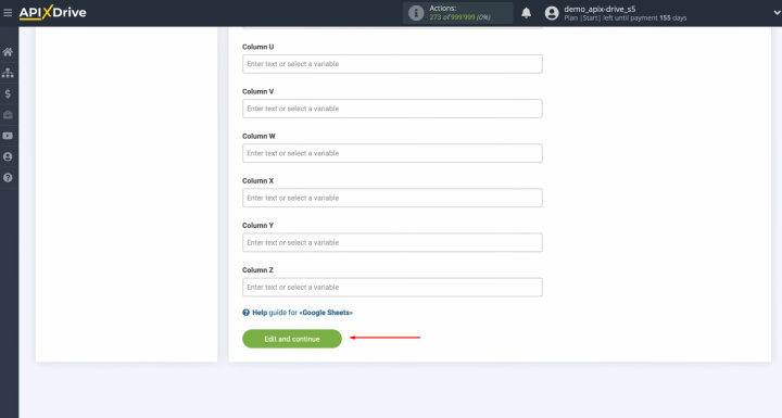 Google Lead Form and Google Sheets integration | Click “Edit and continue”