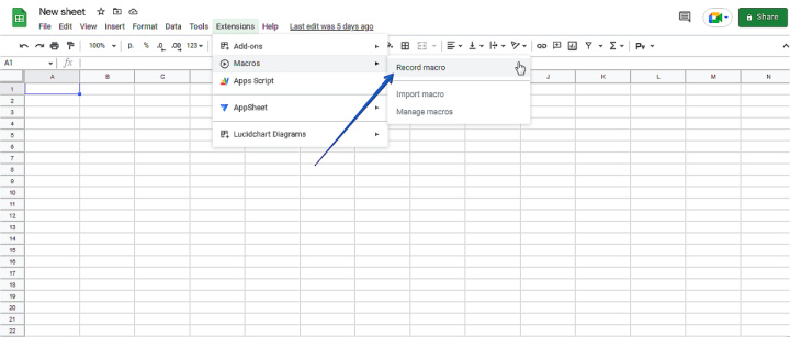 How to create Google Sheets macros