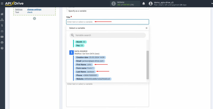 Webflow and Wrike integration | Select variables from the drop-down list