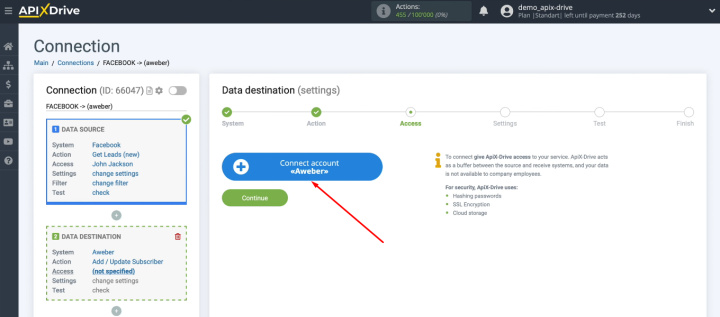 How to integrate AWeber and Facebook | Connect AWeber account to the ApiX-Drive