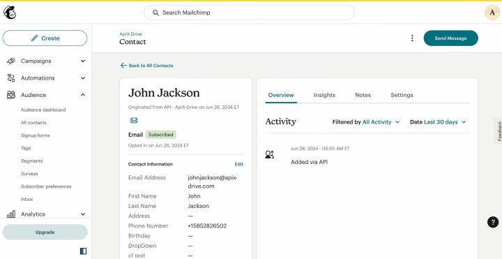 Go to Mailchimp and check the result Go to Mailchimp and check the result