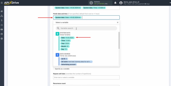 Select a variable from the dropdown list