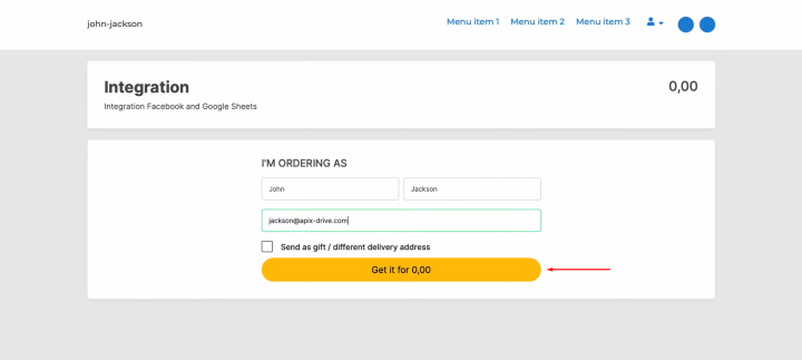 Elopage and Google Sheets integration | Generate a test event