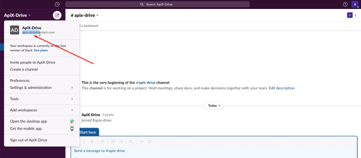 Facebook and Slack integration | Copy the URL