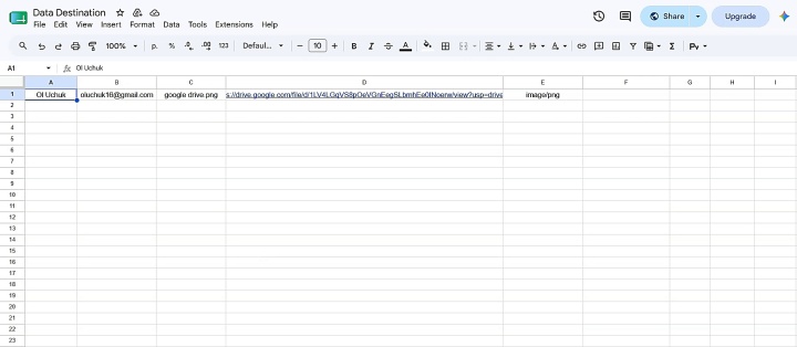 ApiX-Drive automatically transfers links to files to the cells of the spreadsheet