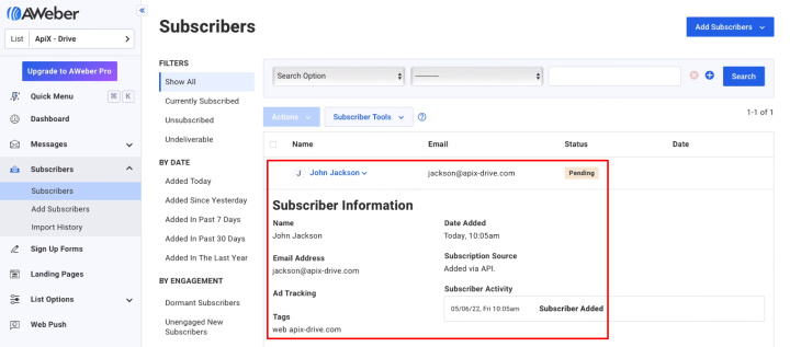 Hubspot and AWeber integration | New subscriber in AWeber