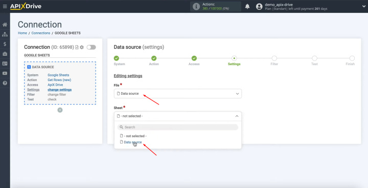 Google Sheets and Monday.com integration | Specify the file and sheet