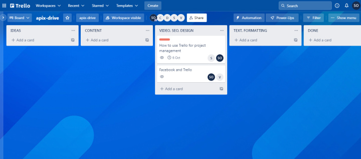 Project Management in Trello | Video creation, key selection