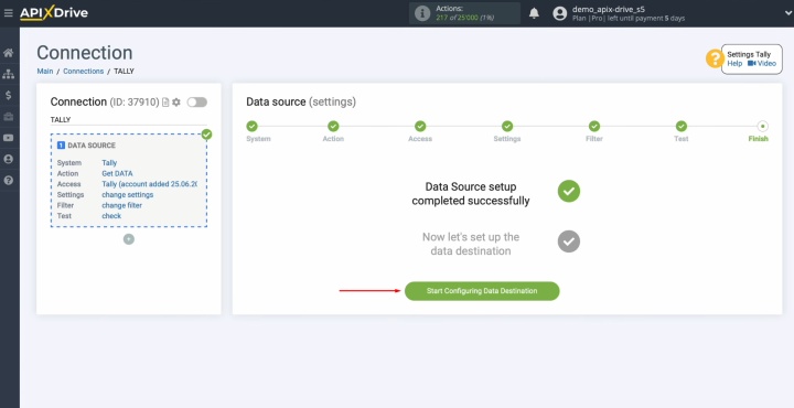HubSpot and Tally integration | Start configuring data destination HubSpot and Tally integration | Start configuring data destination
