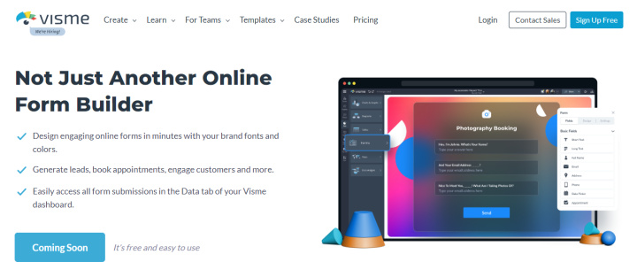 Applications for creating online forms | Visme