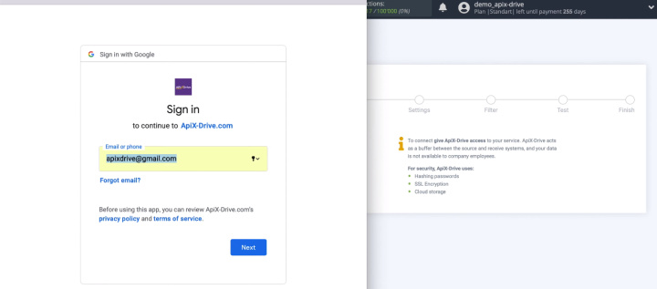 Google Sheets and ClickSend integration | Enter the login